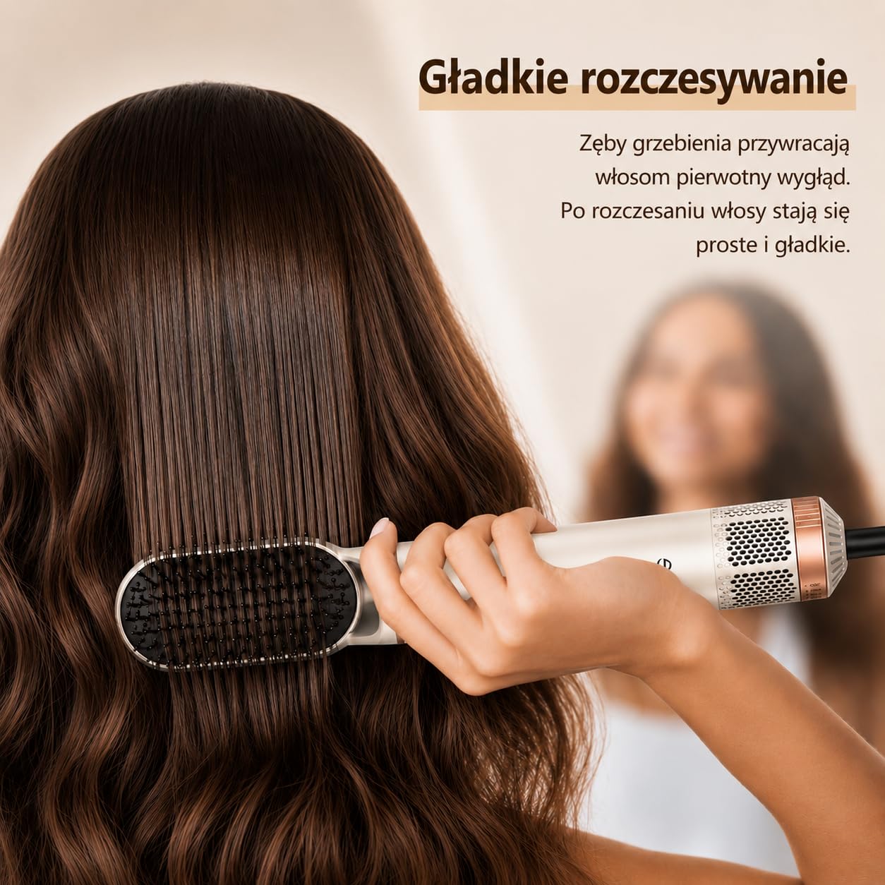 Golden Goods Airstyler Lokówka 5 w 1 - Szczotka do loków - Wielofunkcyjna suszarka do włosów z 5 nasadkami - Prostownica 1000 W - edycja sandstone