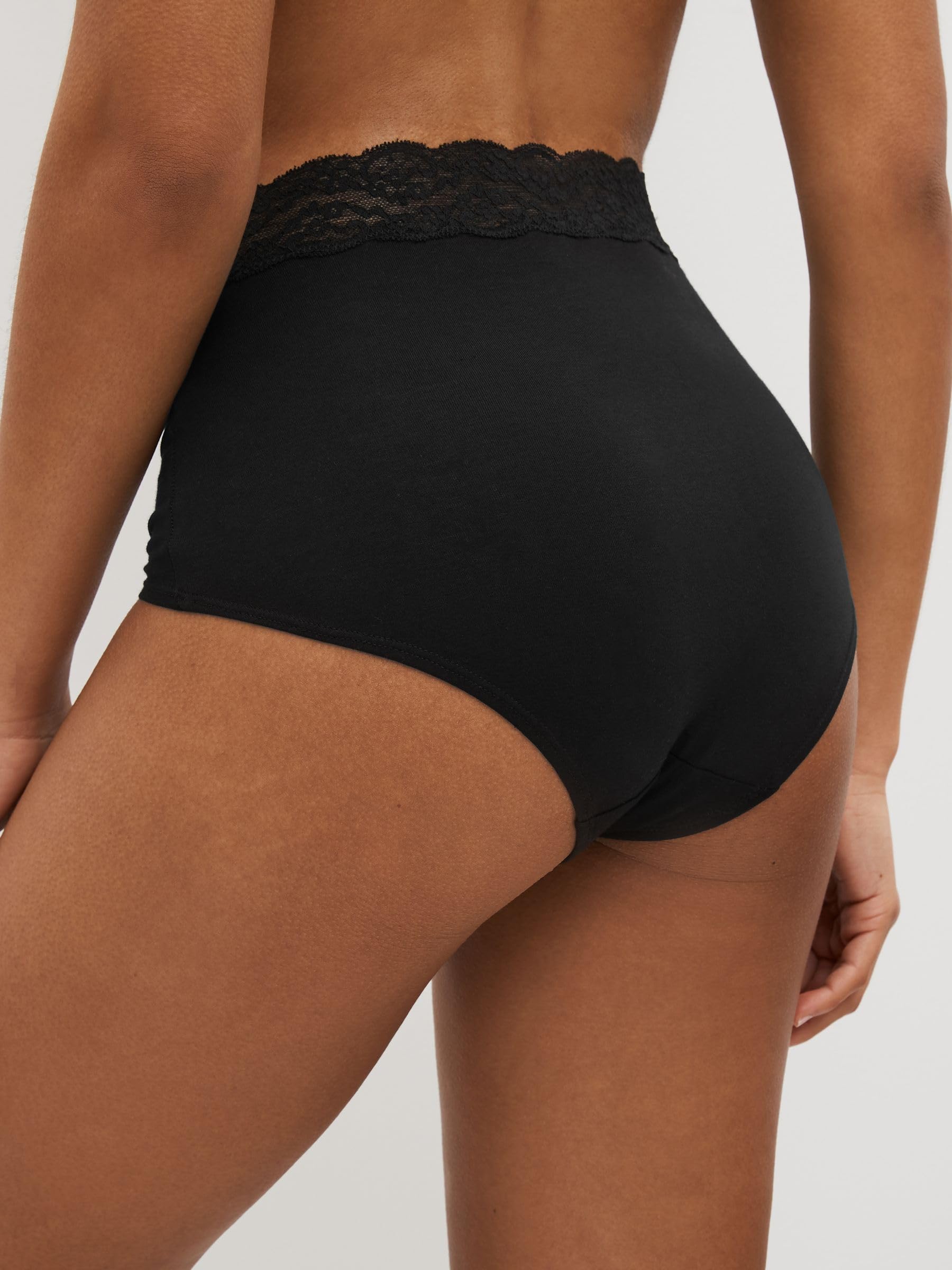 NEXT Mujeres Pack de 7 Braguitas Anchas de Encaje y algodón Negro 44