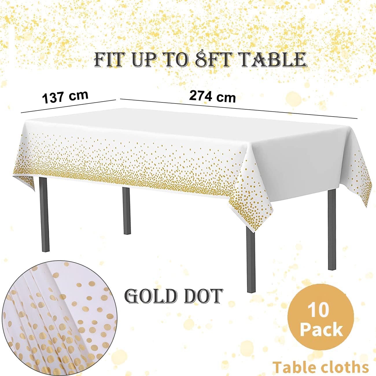 4 Stück Einweg Tischdecken Weiß - Wasserdicht 137x274cm