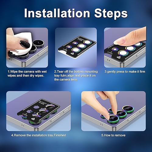 Vista 808 de para Samsung Galaxy Z Flip 7 Protector de Lente de Cámara, Cubierta de Lente de Vidrio Templado con Anillo de Metal Individual, [Fuerte Adhesión] 1
