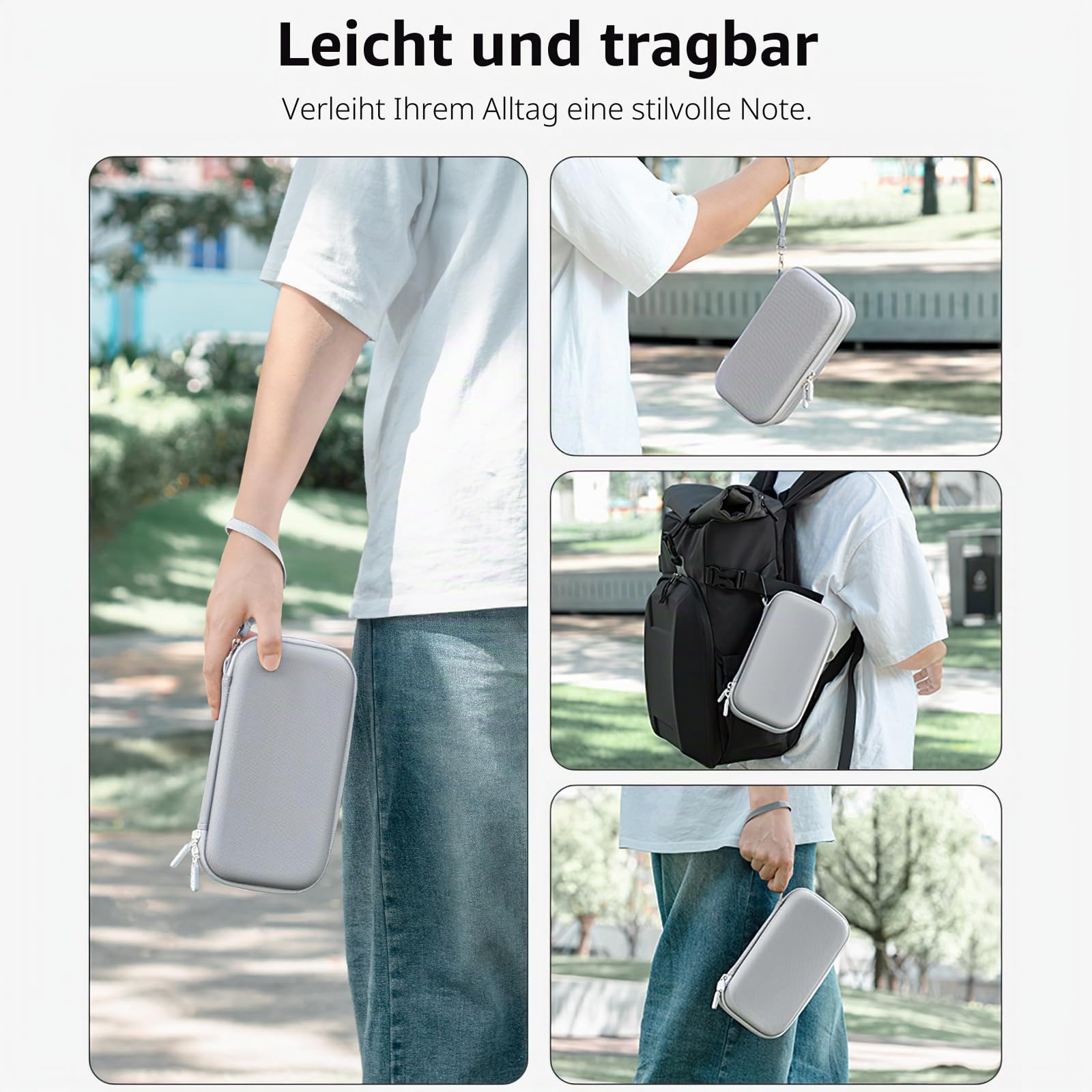 Osmo 7P Tasche, tragbare Aufbewahrungstasche, kompakte Tragetasche für DJI Osmo Mobile 7P Vlog Combo Zubehör, Hellgrau [Nur Hülle]