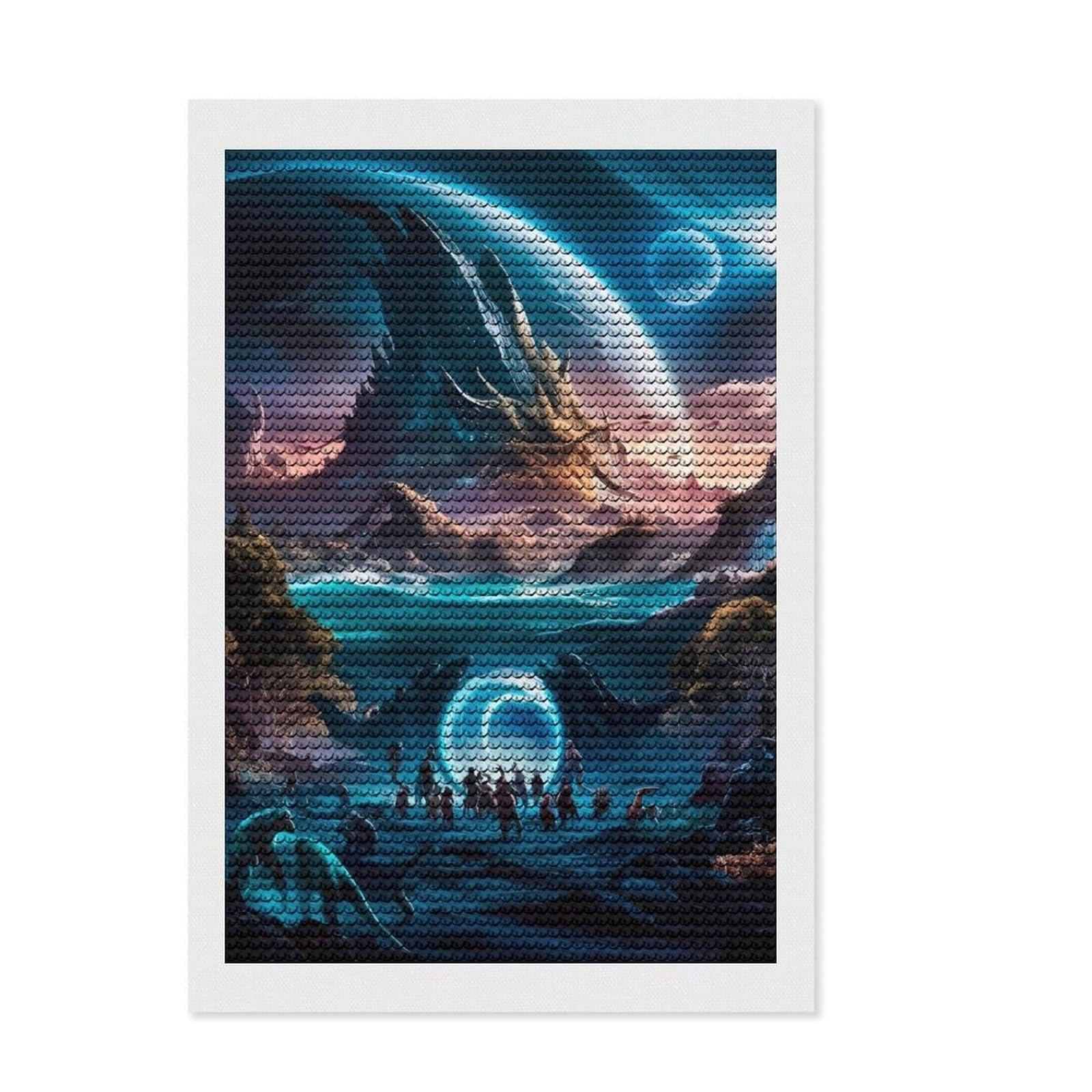 Junmoney Alien Wonderland DIY Diamond Art Canvas Kit 8"x12", for Teens, Aesthetic Room Decor, Farmhouse Decor, Canvas Picture, Birthday Gift