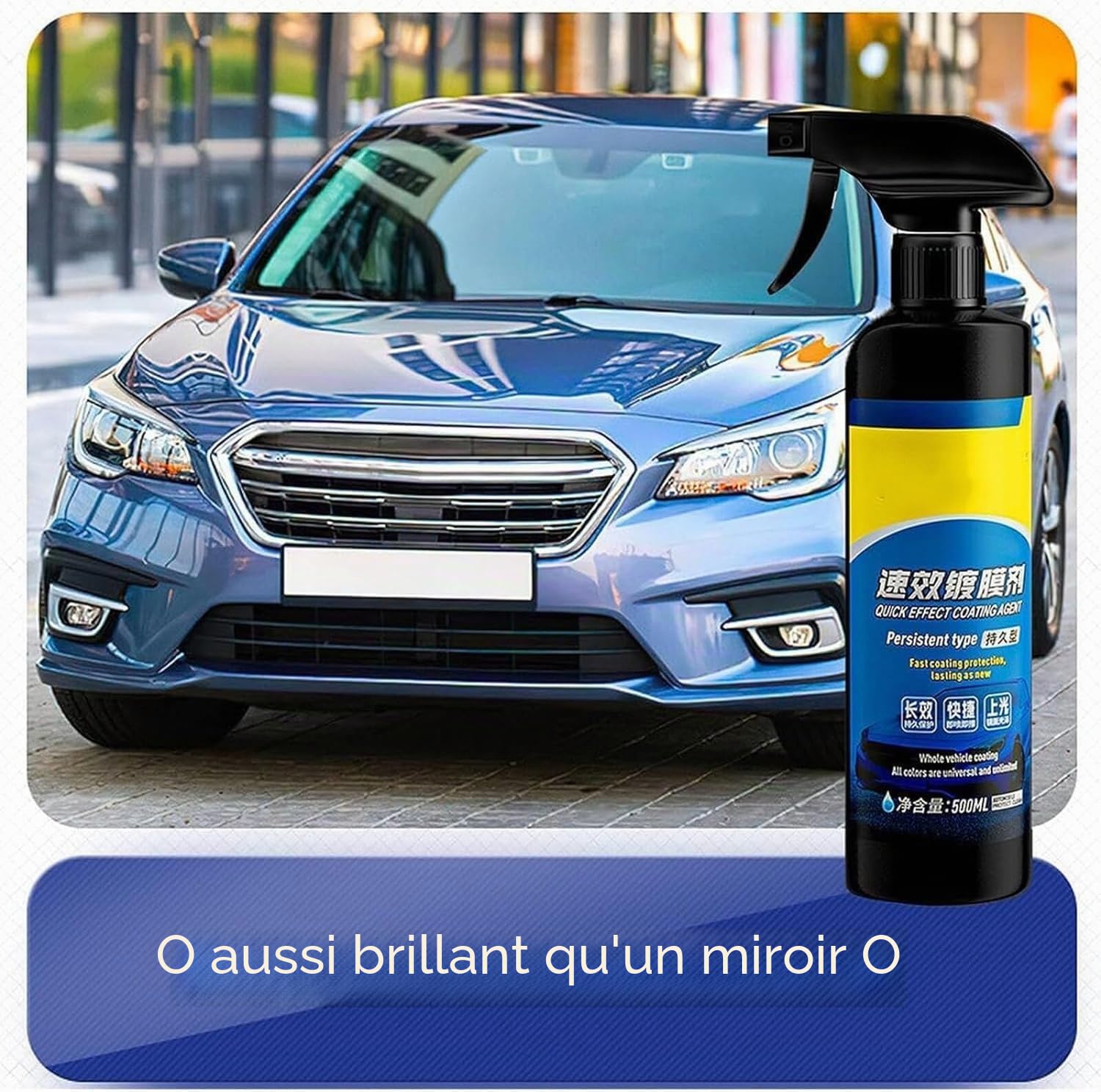 Nettoyant pour vitres en émulsion de film d'huile Sopami, spray de revêtement de voiture Sopami, spray de polissage de cire de voiture Sopami rapidement (Lait+Spray)