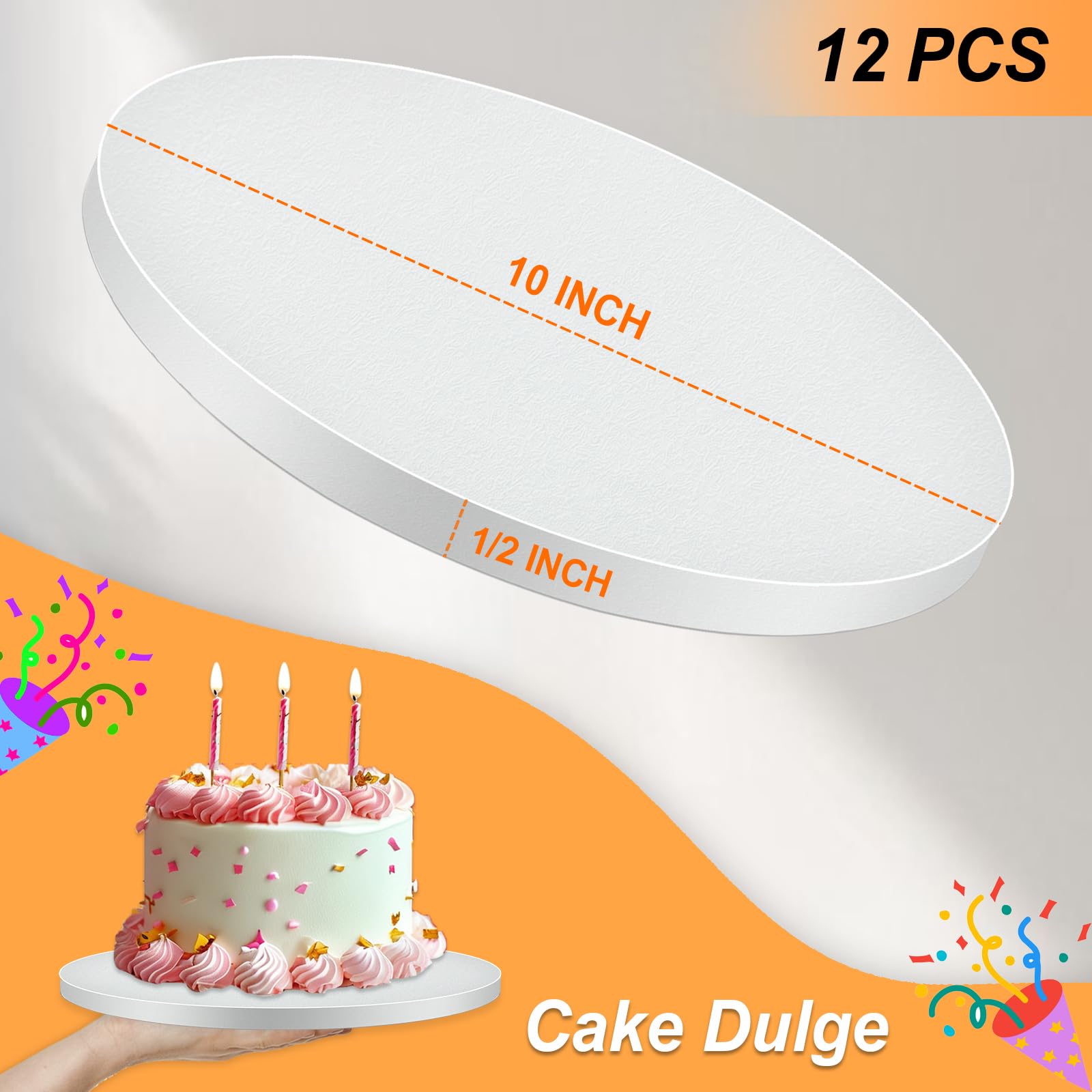 12 Stück Kuchentrommeln 25,4 cm, 1,27 cm dicker Karton, robuste, runde Kuchenplatte zum Dekorieren und Präsentieren – hochwertige weiße Kuchenbasis für Hochzeit