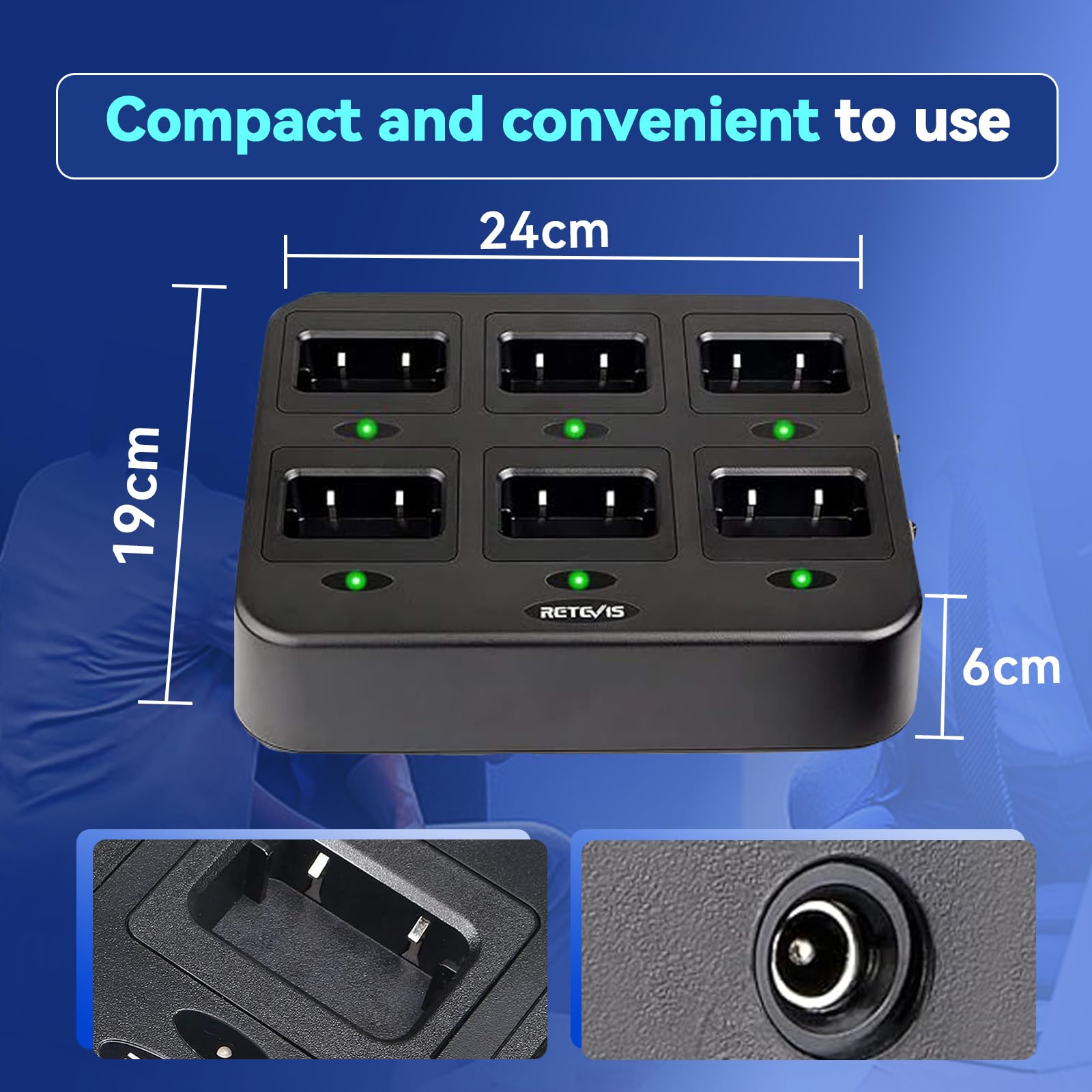 Retevis RT668 Walkie Talkie dla Dorosłych, Profesjonalne Radio Dwukierunkowe z 6-Kierunkową ładowarką, VOX, Wytrzymałe, Krótkofalówki do Szkoły, Restauracji, Ochrony (Czarne, 6 szt)