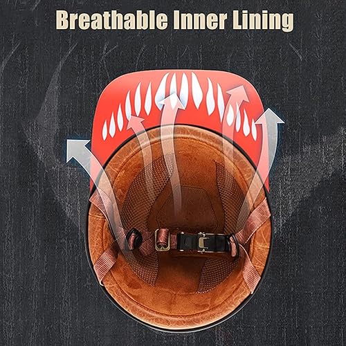Miniatura 4 de Casco retro de motocicleta para adultos, medio casco para hombres y mujeres, aprobado por DOT, gorra de béisbol para motocicleta, scooter, crucero,