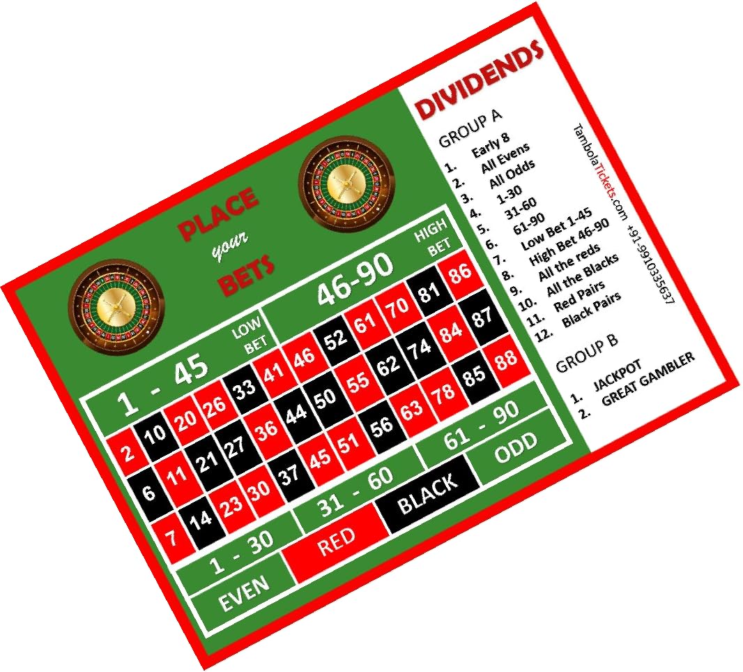 See full amazon price history chart for Tambolatickets.Com Casino Royal Poker Theme Tambola Tickets Bingo Housie Lotto (Printed On Hard Sheet, Big Size Tickets, 24 Cards) Tambolatickets.Com Casino Royal Poker Theme Tambola Tickets Bingo Housie Lotto (Printed On Hard Sheet, Big Size Tickets, 24 Cards) (B0CFW29G73) Amazon Price History, Amazon Price Tracker