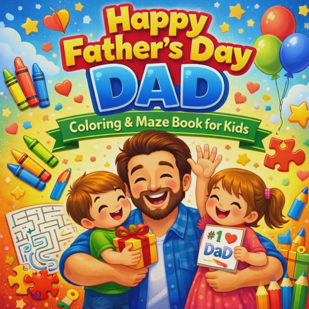 Happy Father’s Day Dad: Coloring & Maze Book for Kids