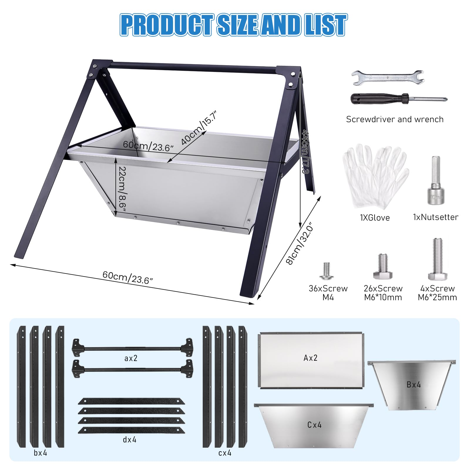 Mangiatoia per Fieno 2 in 1 per Capre 120cm Grande Capacità Portatile Mangiatoia per Cereali e Fieno per Pecore Capre Cavalli Bovini Stalle Azienda