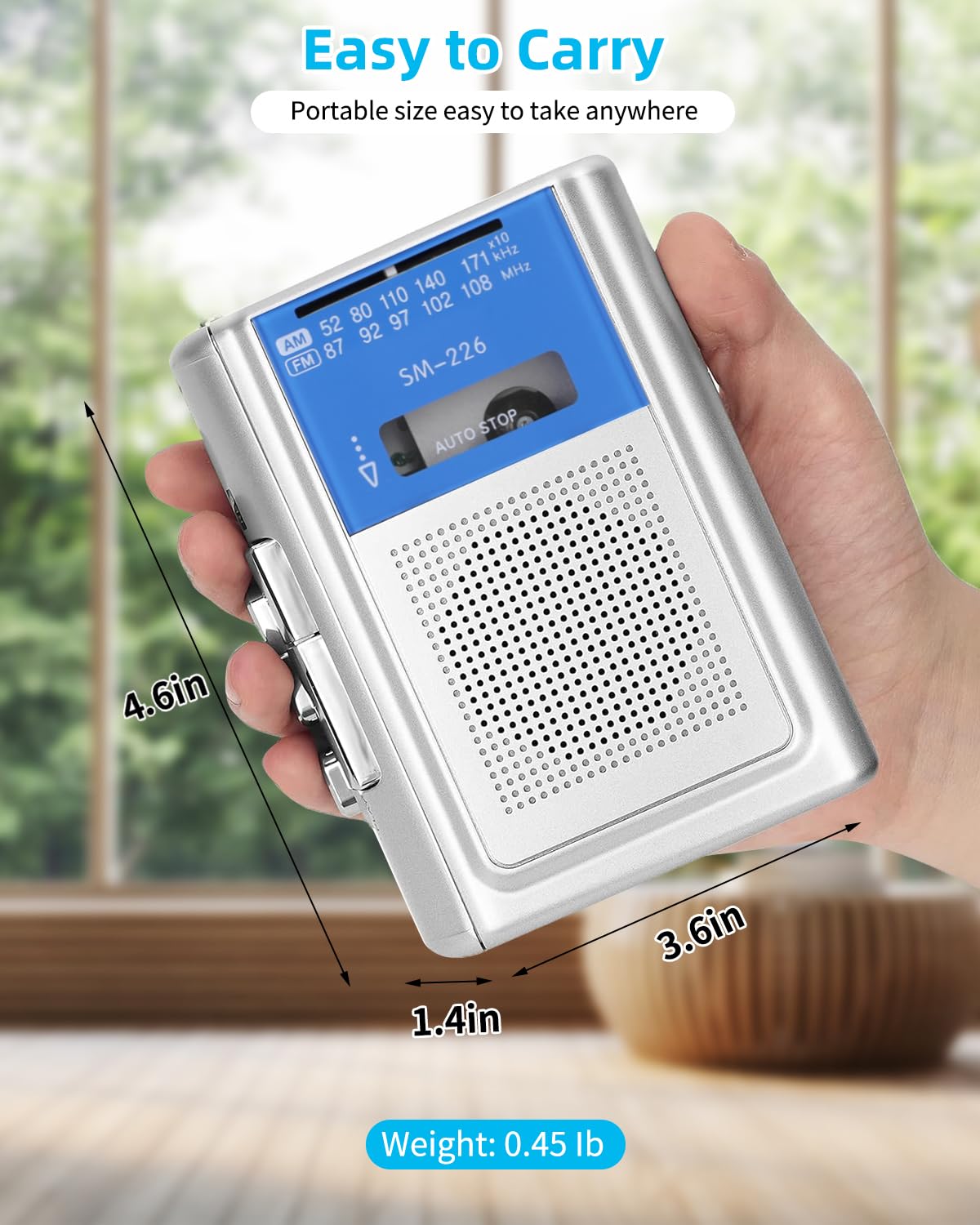 Portable Bluetooth CD Player & Cassette Recorder - AM/FM Radio, USB/SD Input - View #12