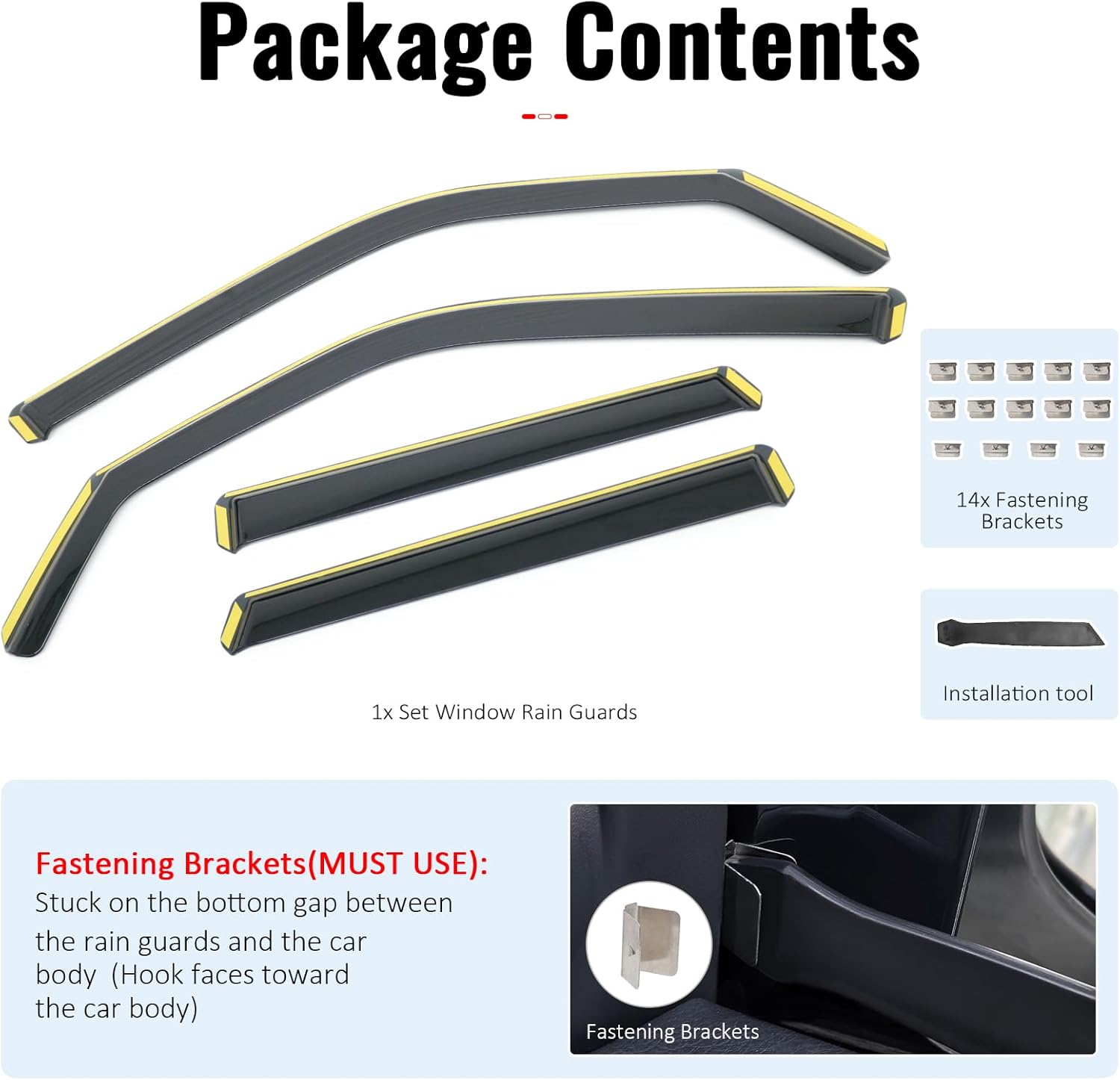 IKON MOTORSPORTS in Channel Window Visors Compatible with 2021-2026 Ford Bronco Sport All Models, in Channel Style Injection PC Black Rain Guards, Side Window Wind Deflectors 4PCS