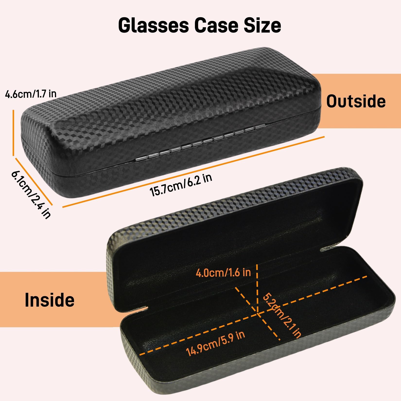3 Stücke Brillenetui, Brillenetui Hardcase mit Carbon Faser Abdeckung, Brillenhülle für Herren Damen,Brillen Etui Hart Schwarz Glasses Case,Sonnenbrillen Etui