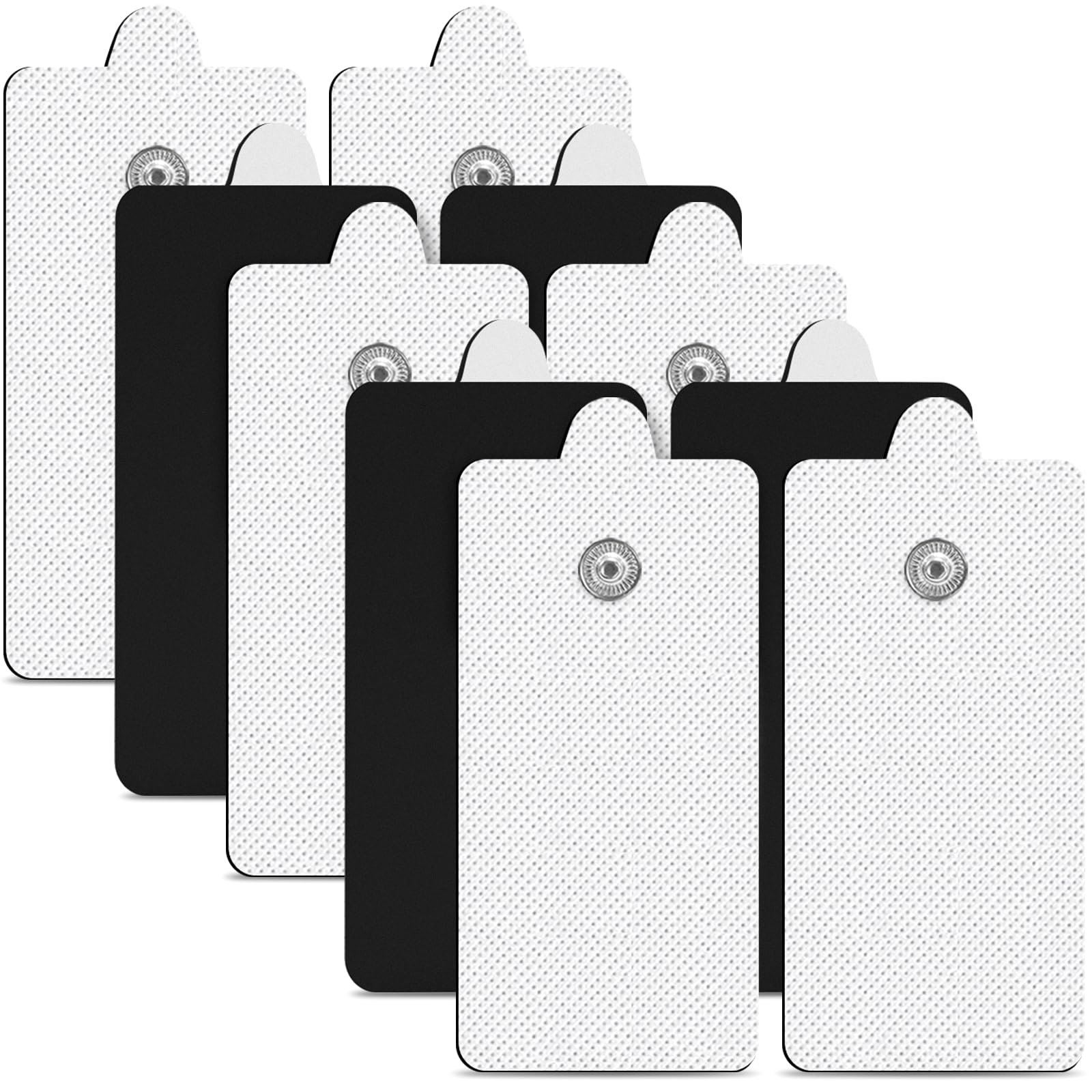 10-Pack TENS Unit Replacement Pads, Rectangular Snap TENS Electrode Pads with self-Adhesion for 50 Times, AVCOO Latex-Free 1.8"X3.8" TENS Pads