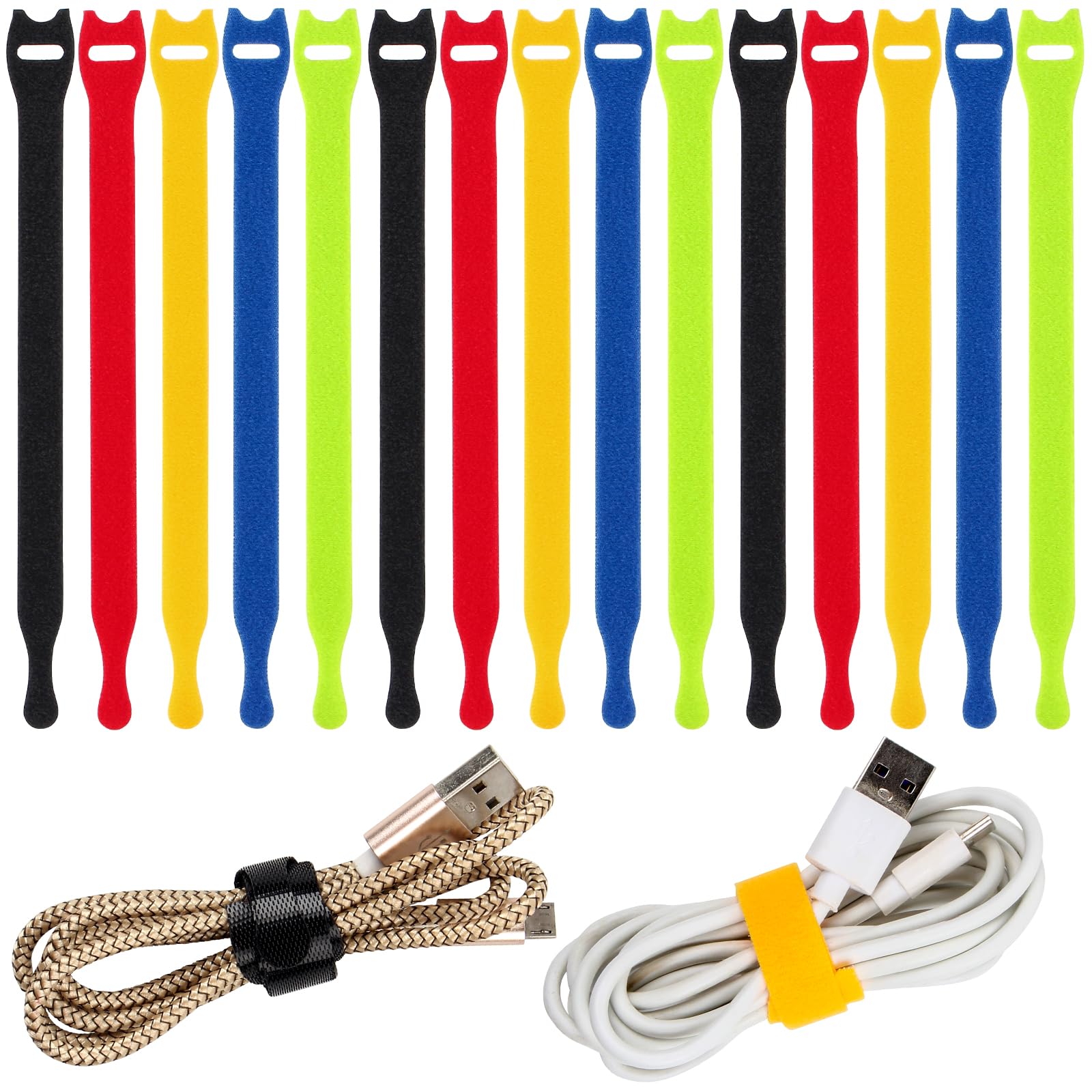 OneLeaf 120PCS Cord Organizer 6in Cable Ties Reusable with Hook and Loop, Colorful Fastening Cord Ties Wire Management for Home, Office, Data Centers, and Electronics, 5 colors