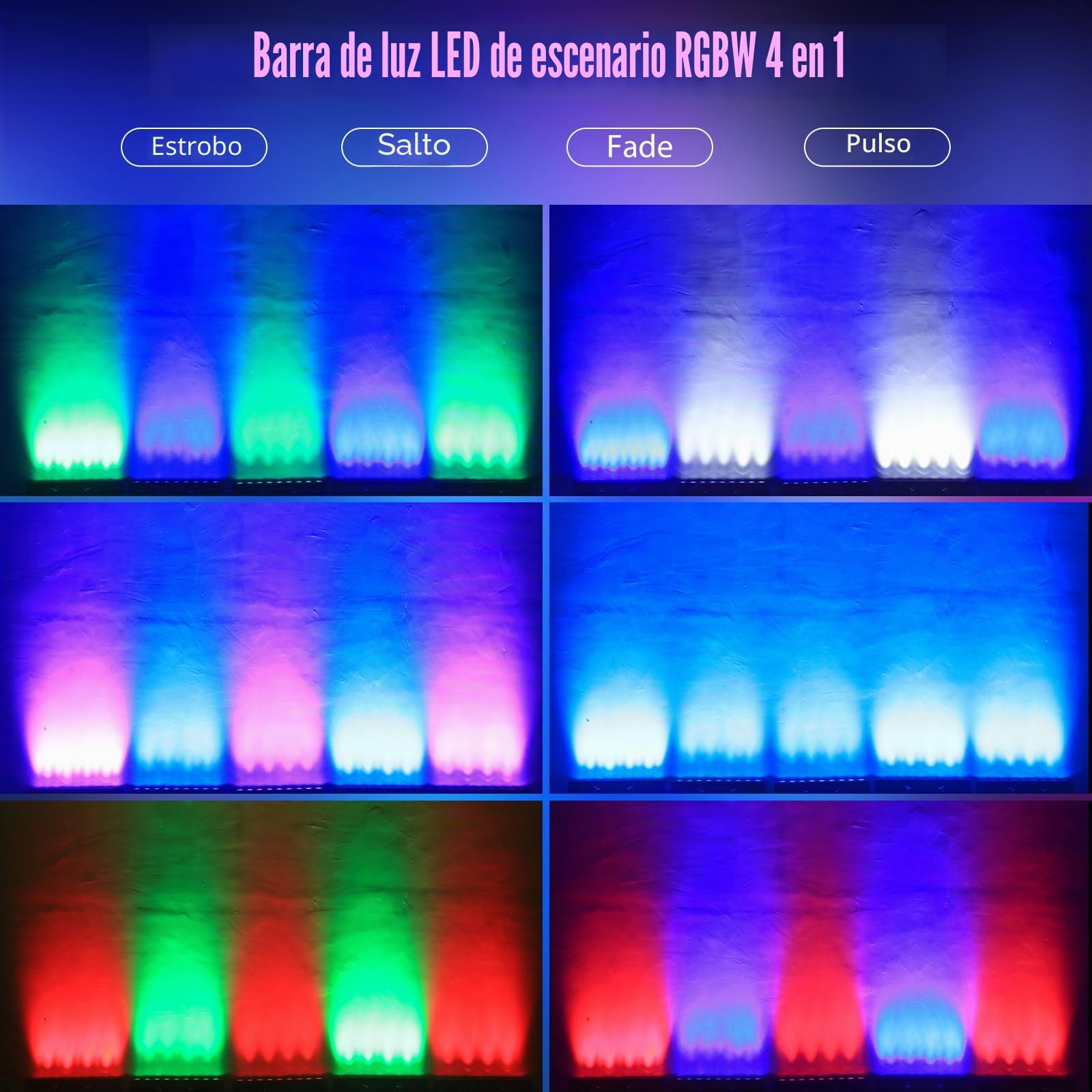 Barra LED 60W Wallwasher Iluminación de Escenario Efectos, 9 RGBW LED con Control Remoto Luz de Fiesta Ángulo de Haz 35° Estroboscópico DMX512 para Bodas Exteriores Discotecas Navidad DJ 2PCS