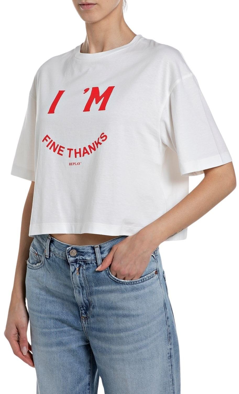 Replay Women's Short Sleeve T-Shirt, 011 Off White, XS