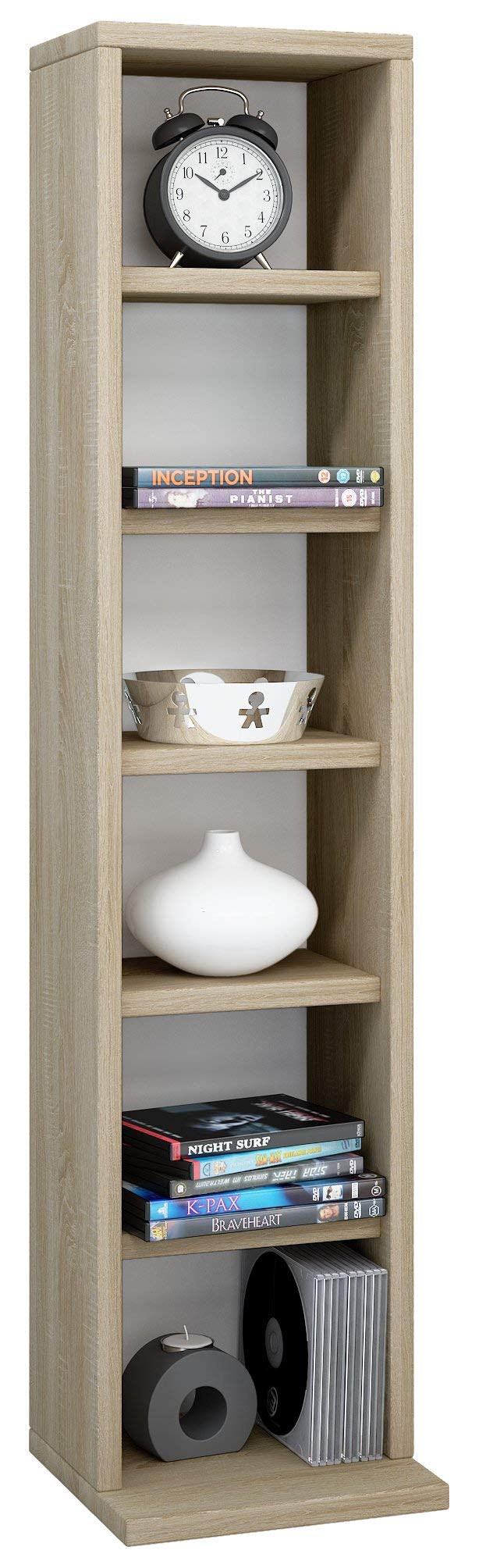 Vida Designs Cambridge 5 Tier Extra Large Bookcase, Oak Wooden Shelving