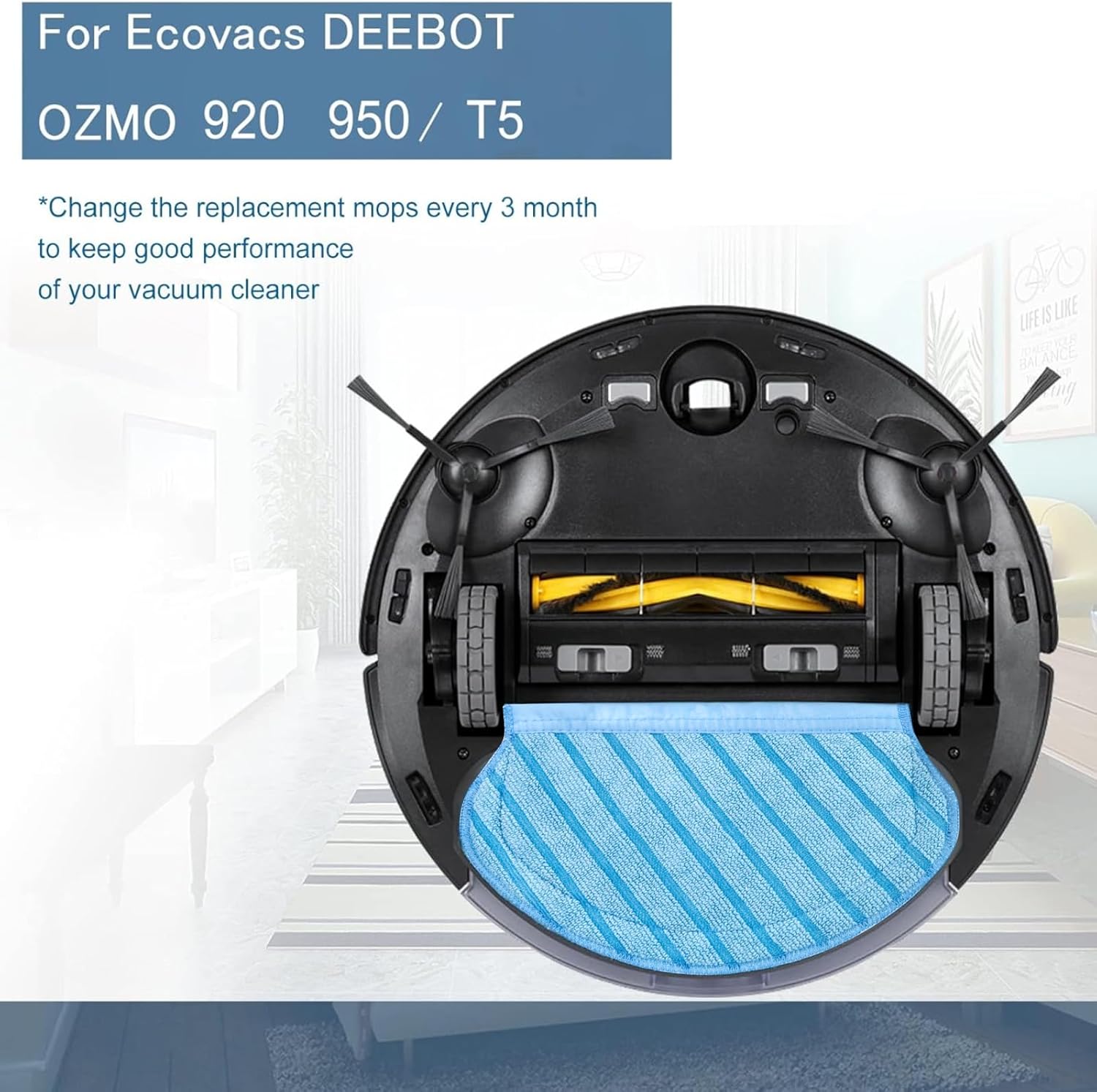10Pcs Mop Cloth Cleaning Pads Set for Ecovacs Deebot Ozmo 920 950 T5 N5 N8 T5 Max, T5 Power Vacuum Cleaner Parts