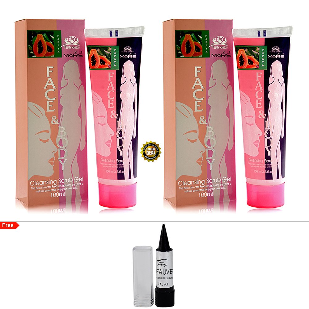 Mars Papaya Cleansing Scrub Gel, 100 ml with Kajal -Pack of 2