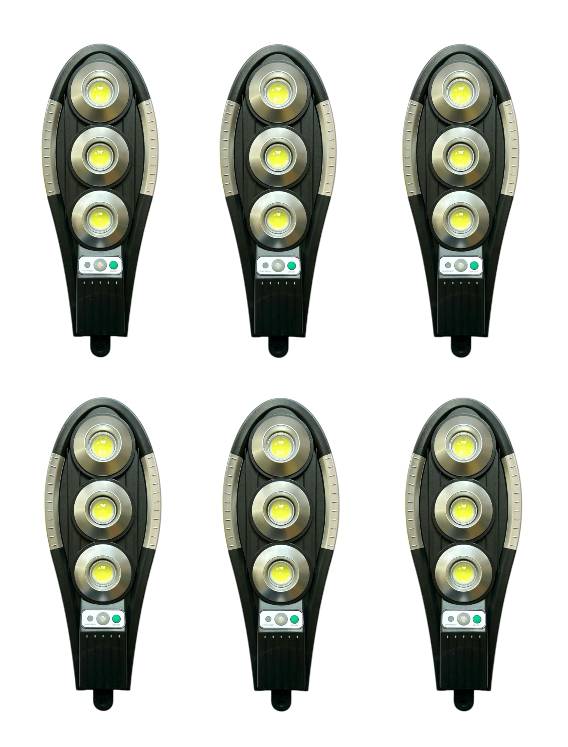 6 Pezzi Faretto LED Solare 150W con Telecomando, Sensore Movimento, Controllo Intelligente e Staffa - IP66 Impermeabile - 3 Modalità Luce - 6500K - CW982-6PZ