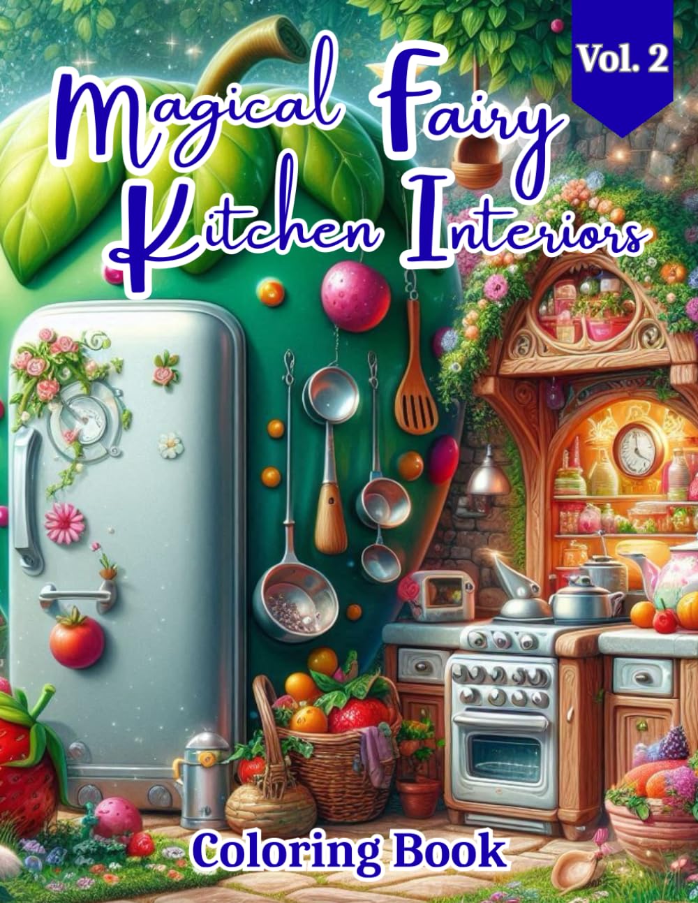 Magical Fairy Kitchen Interiors Coloring Book: A Whimsical Coloring Book of Fairy Kitchens, Cozy Tea Rooms, Miniature Interiors, Fantasy Houses for Relaxation & Stress Relief