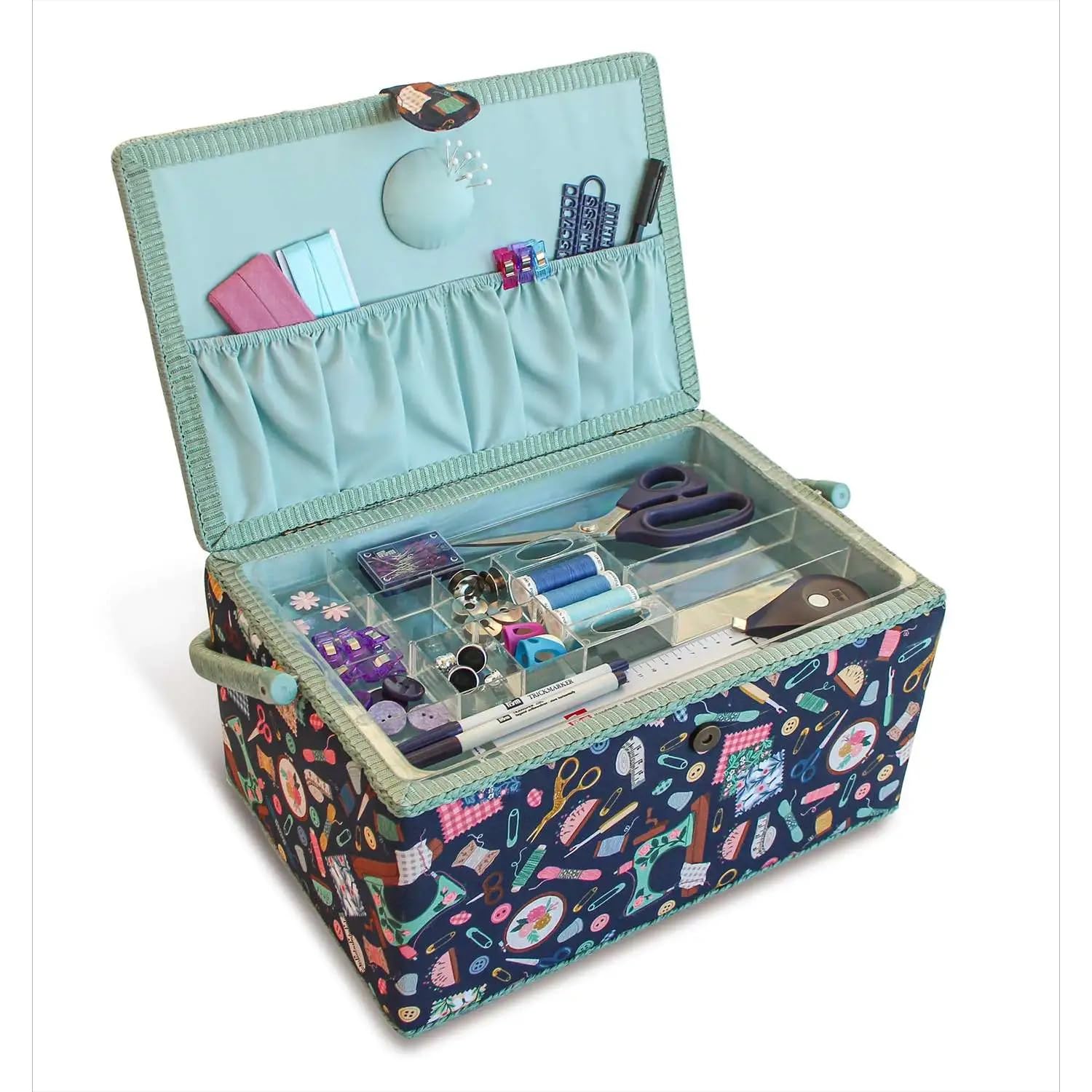 Prym 612064 Nähkorb XL Needle & Thread, Marine