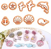 Vista 1 de Puocaon Cortadores de arcilla de polímero marino – 9 piezas de conchas marinas, dólar de arena, ancla, formas de delfín coral para joyas de arcilla