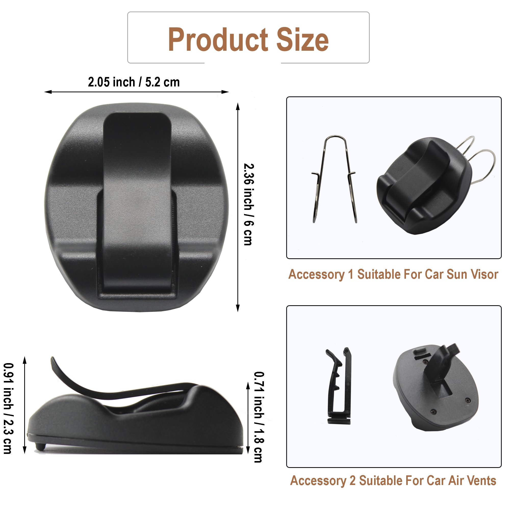 Eyeglasstor 2 Pack Sunglasses Clip for Car Visor, Sunglass Visor Clips for Cars with One Handed Easy Operation, Car Sunglasses Holder for Car Air Vent(Black)