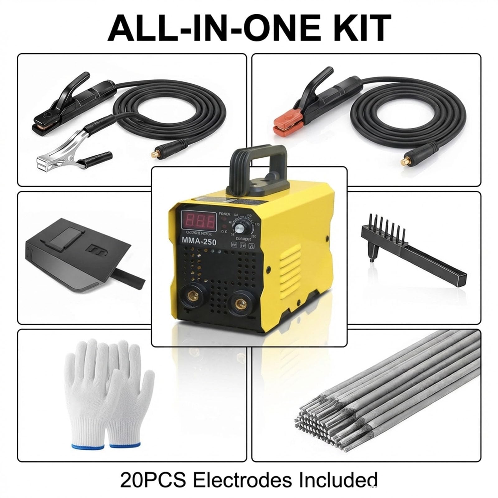 Spawarka o mocy 250 A z 50 prętami, ulepszona mini przenośna spawarka, spawarka inwertorowa IGBT z funkcją Hot Start Arc Force Anti-Stick, do samodzielnej naprawy spawarki łukowej w domu