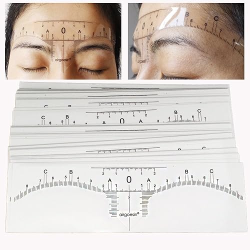 Airgoesin 50 unids desechables adhesivo para cejas microblading regla guía cinta adhesiva tatuaje plantilla medida herramienta de belleza