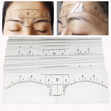 Upgraded 50pcs Disposable Adhesive Eyebrow Microblading Ruler Guide Sticker Tape Tattoo Template Measure Beauty Tool