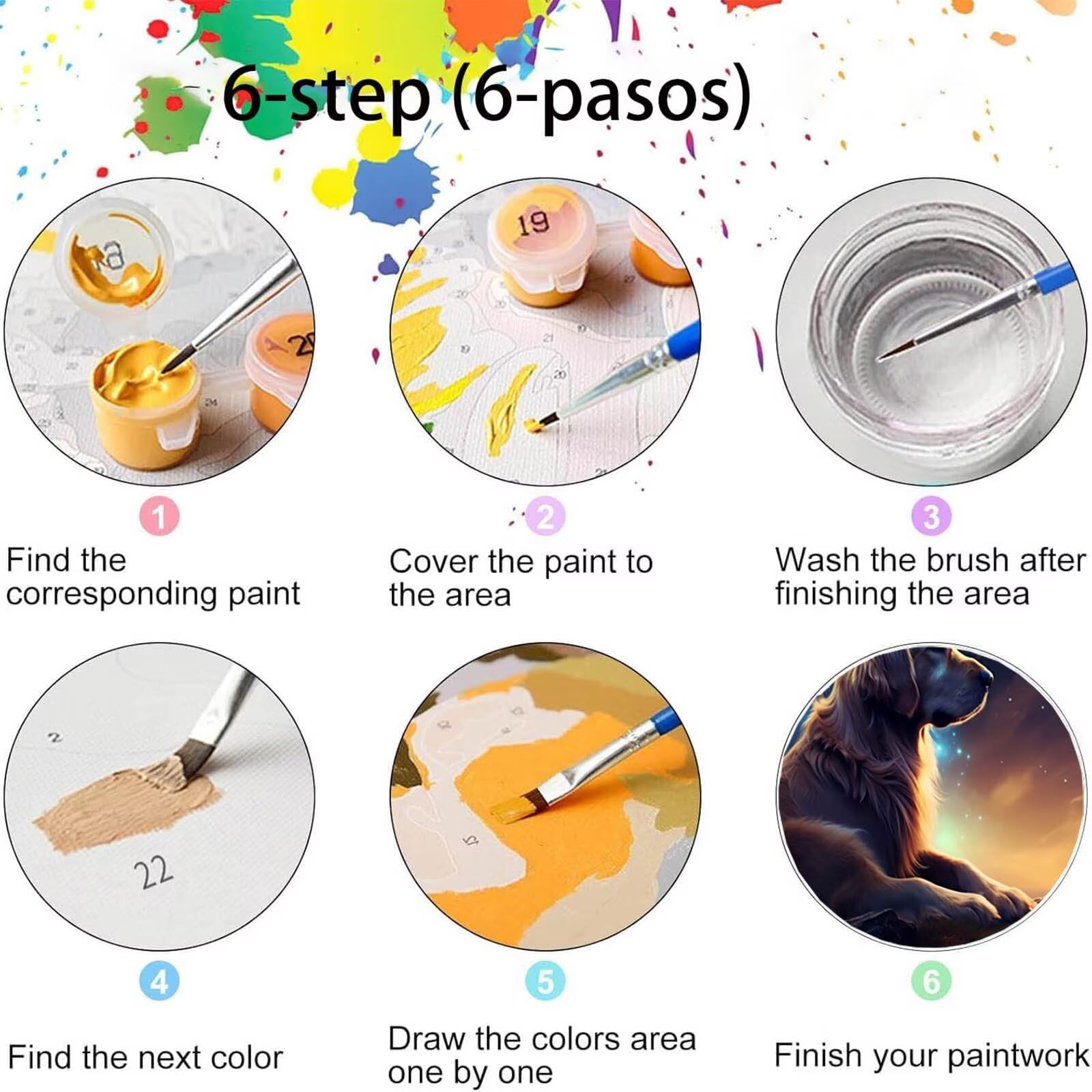 Pintar por Numeros Adultos Cielo estrellado, Pintar por Numeros Niños Kit Manualidades Adultos Perro Cuadros para Pintar por Numeros Pintura Acrílico, Cuadros Decoracion Salon Modernos 80X160cm 7w-4-5