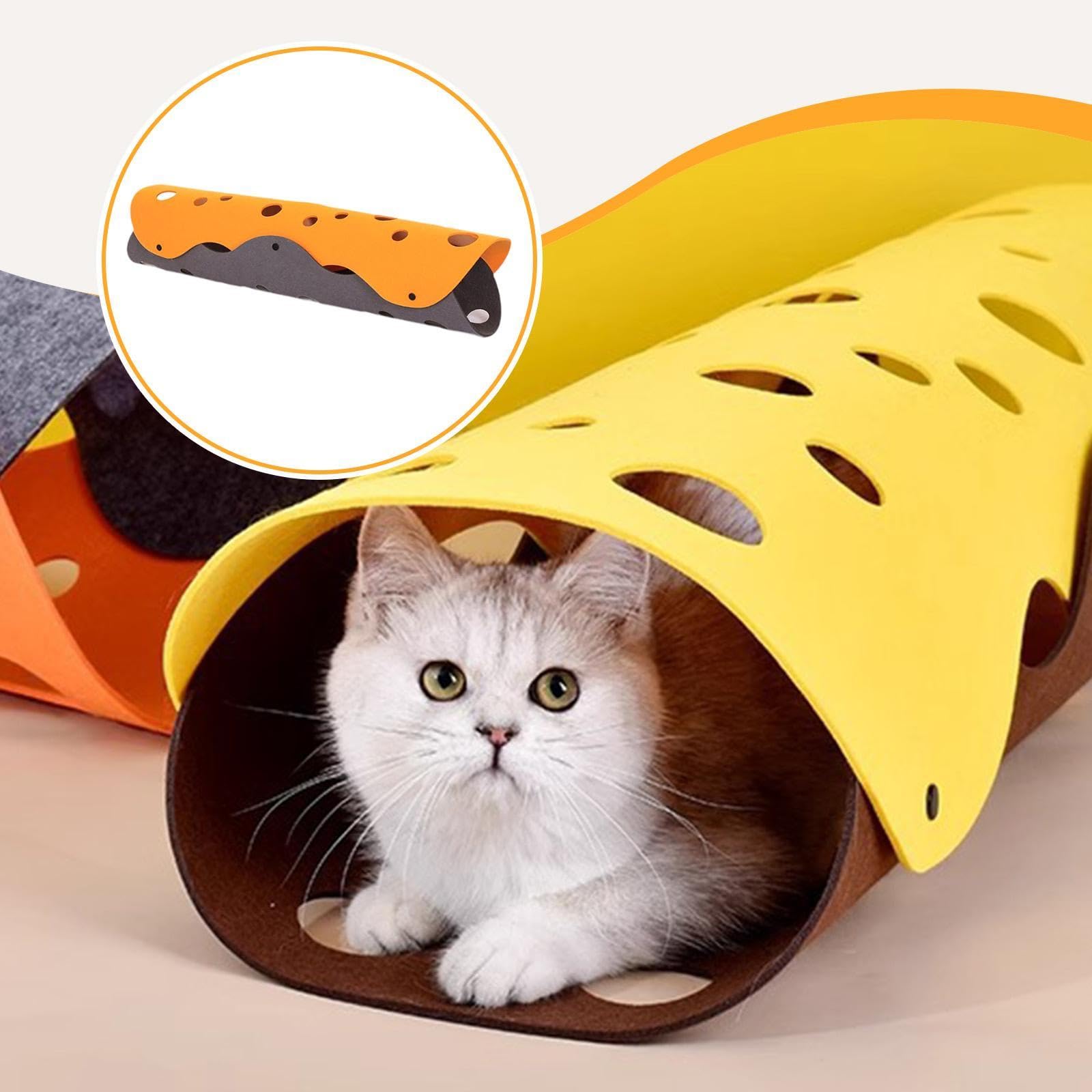 para Gatos, Nido para Mascotas, Ligero, Plegable, cómodo, Cueva de Juguete para Gatos para Jugar a esconderse de Forma interactiva, Naranja Gris