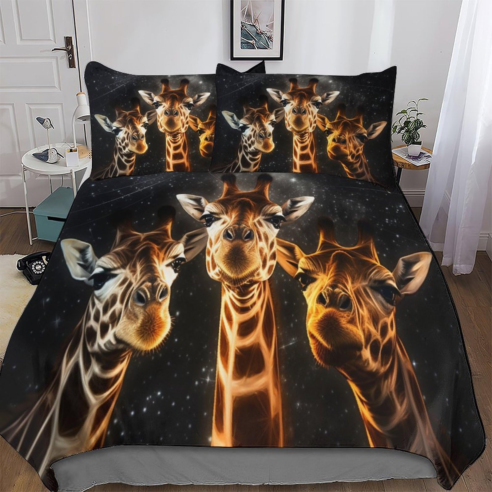 Llxxhh Boys Giraffe Bedding Set Duvet Cover With Pillowcase Soft Microfiber Comforter Cover 3Pcs For Girls And Teenagers Double (200X200cm)