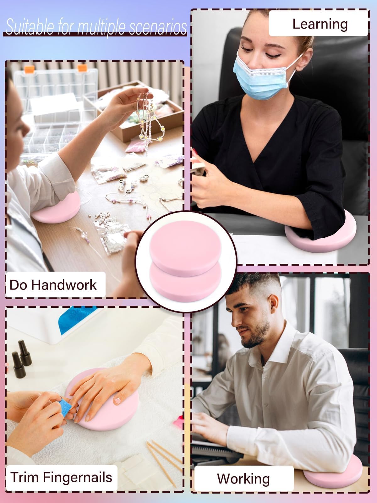TOROKOM poggomito per le unghie Tech, poggomito per le unghie Tech, morbido poggomito-unghie braccio antiscivolo comodo imbottitura base, gomito rotondo per la manicure salone/casa (rosa)