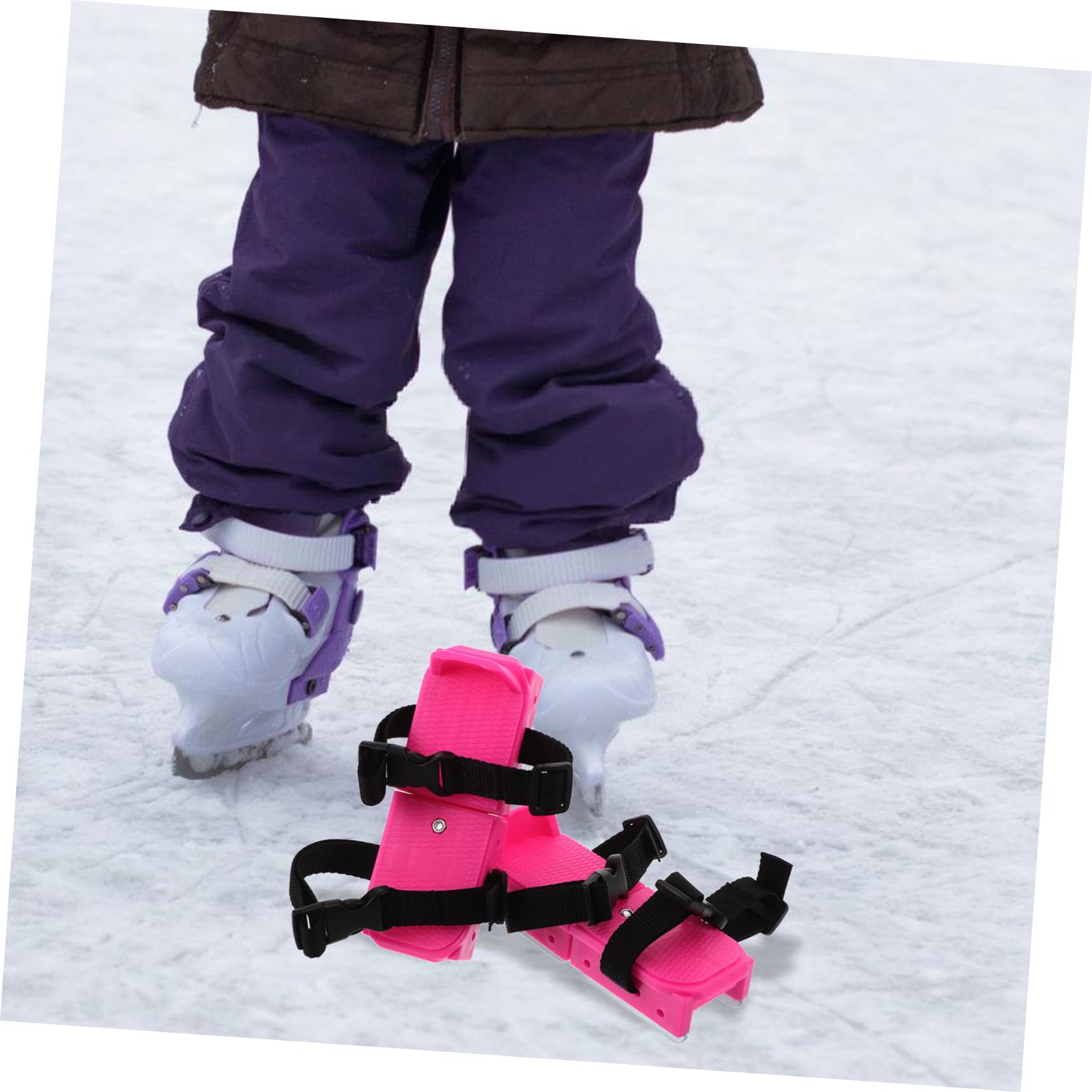 BESTonZON Scarpe da Pattinaggio sul Ghiaccio Colore Rosa per Bambini Principianti Regolabili Design Facile Pp e Metallo, Adatte per Terreni Innevati e Piste di Ghiaccio