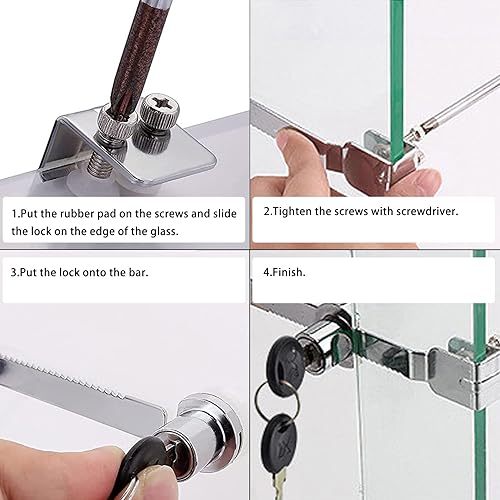 Miniatura 10 de Paquete de 12 cerraduras de trinquete para puerta corrediza, cerradura de vitrina, cerradura de vitrina, cerradura de cristal para ventana,