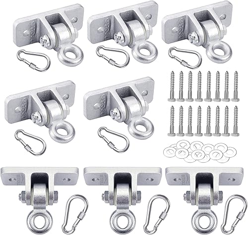 Miniatura 8 de BETOOLL HW9015 Set de 2 colgadores resistentes para hamaca para sets de madera parque infantil porche interior exterior y ganchos de cierre