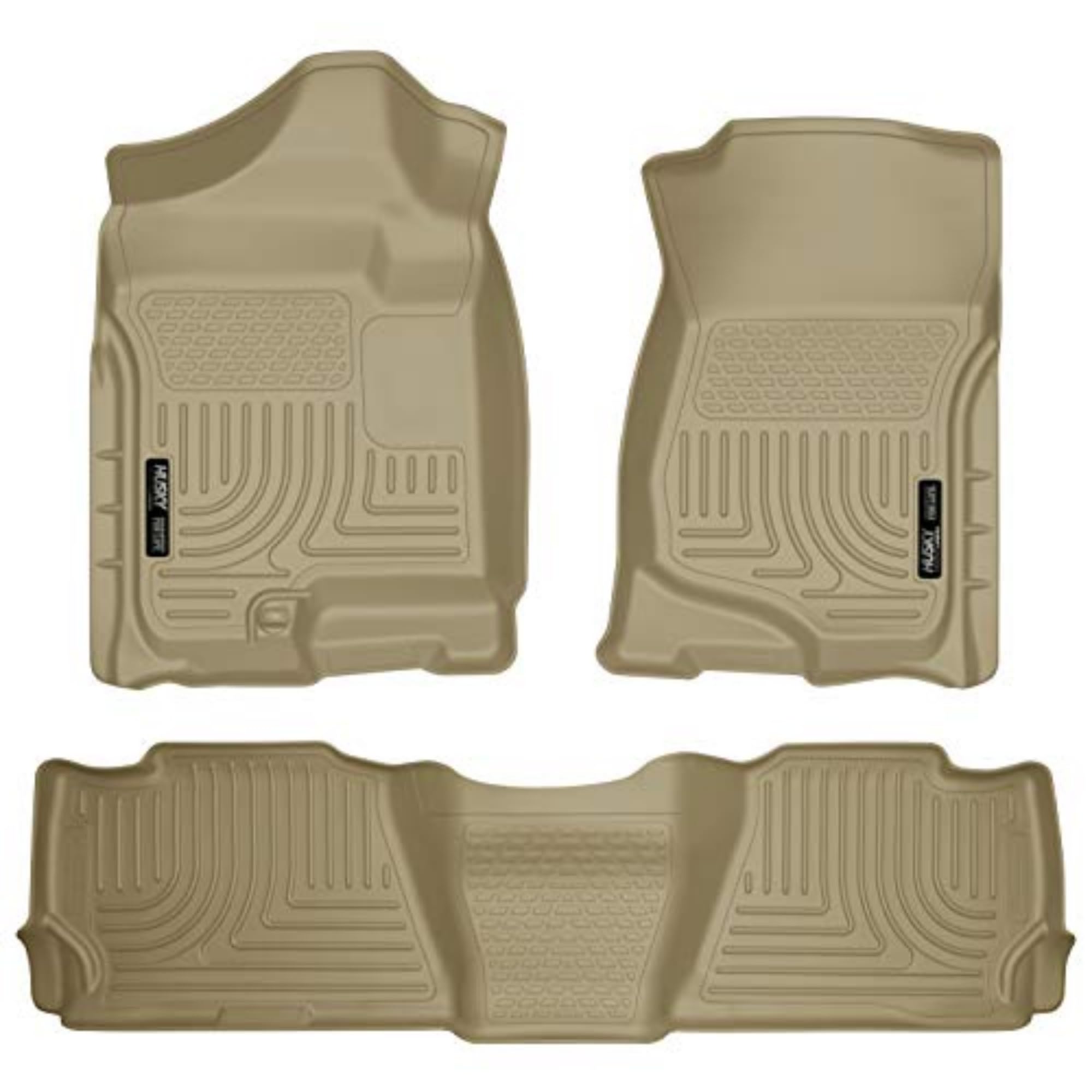 Husky Liners Weatherbeater Floor Mats | Fits 2007-2014 Cadillac Escalade, Chevrolet Tahoe & GMC Yukon | Front & 2nd Row, 3-pc Tan - 98253