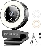 2K Webcam for PC with Microphone & Light & Privacy Cover, Web Camera for Desktop Computer/Laptop/Monitor/Mac, USB Streaming Camera for Zoom/Skype/Teams/Video Calling/Studying and Conference