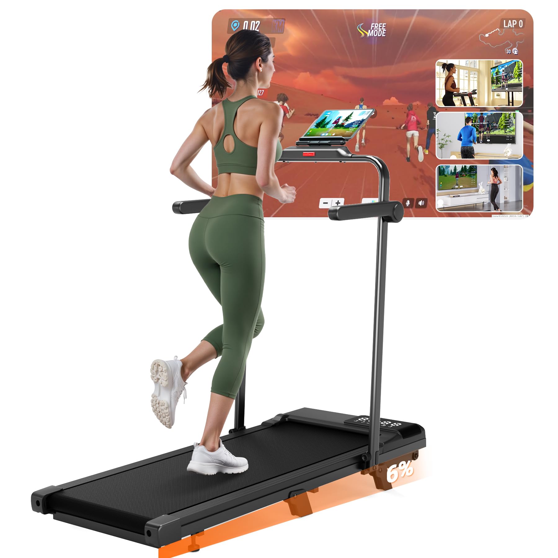 Copant Cinta de Correr Plegable, Cinta de Correr Inclinable de 3 CV, Carga Máxima de 136 kg, 1-12 km/h Cinta de Correr para el Hogar o la Oficina