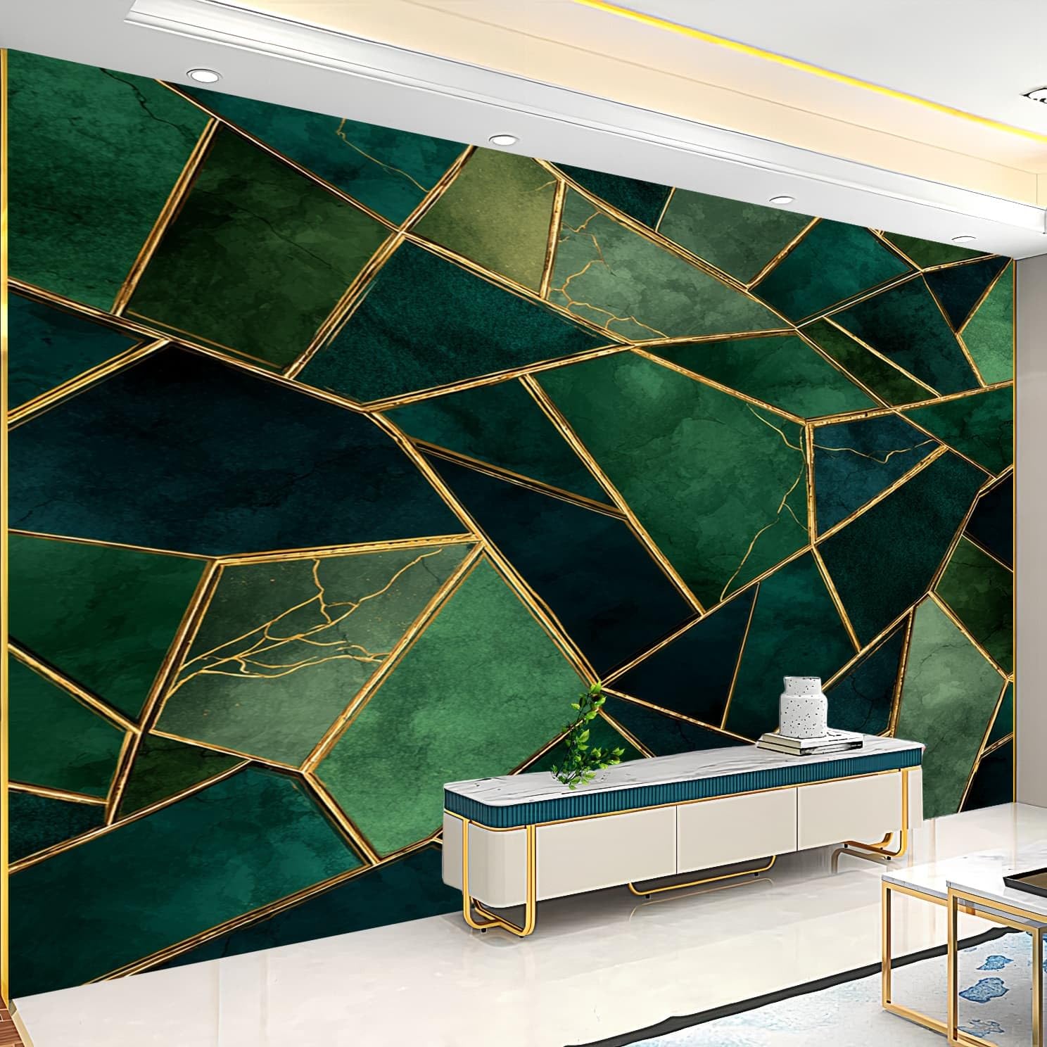 Wzór Geotric Marmur Fototapety ścienne Tapety 400x280 cm Szmaragd Włóknina Fototapety Sypialnia Do Salonu Dekoracja ścienna Plakat Tapeta