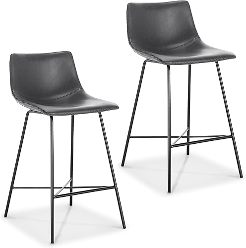 Miniatura 1 de Poly and Bark Taburete de mostrador de 24 pulgadas - Juego de 2 taburetes de bar de altura de mostrador - Taburetes de cocina resistentes con