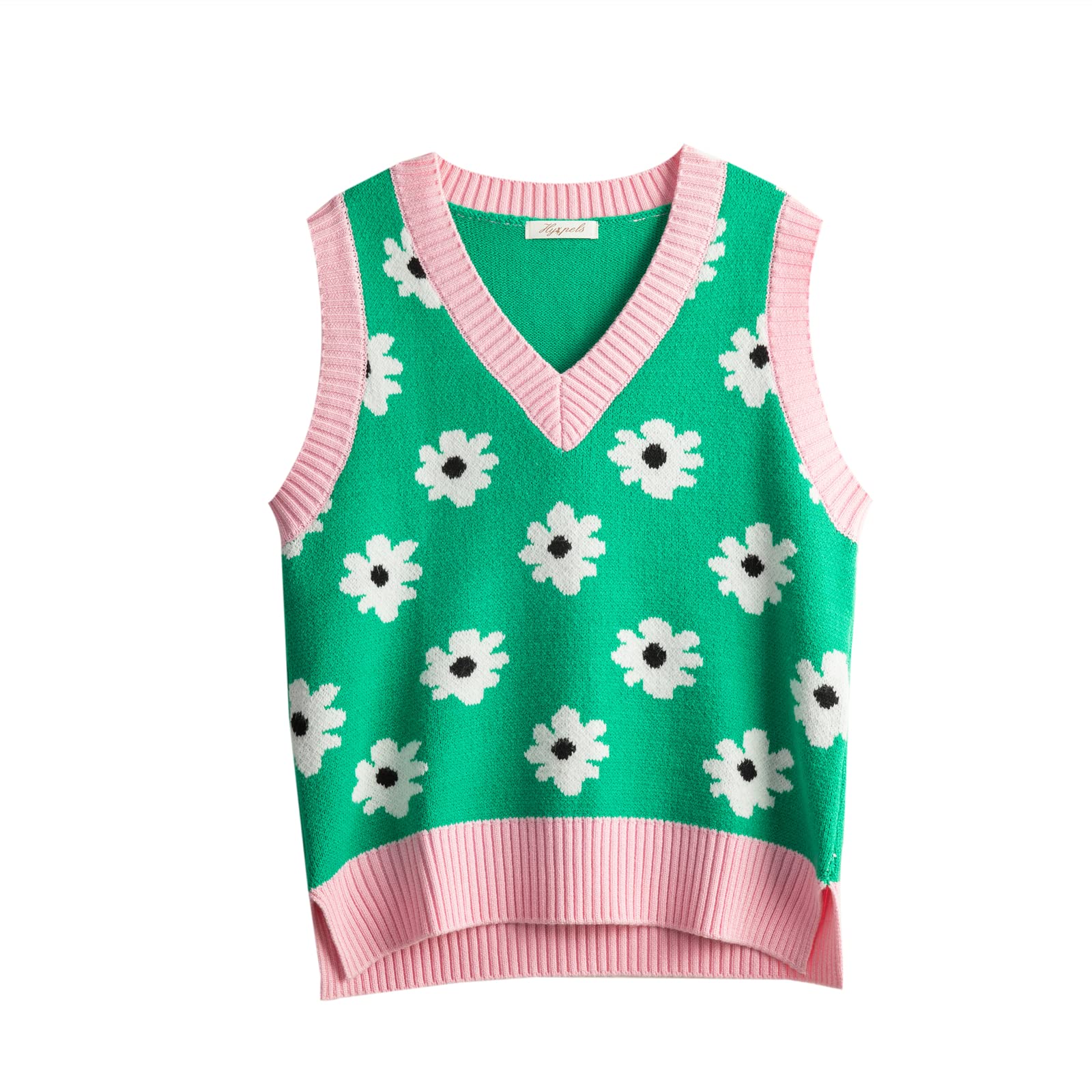 Women's Sweater Vest,Y2K Sleeveless Pattern Preppy Style Knitted Crop Tank Top for Girl