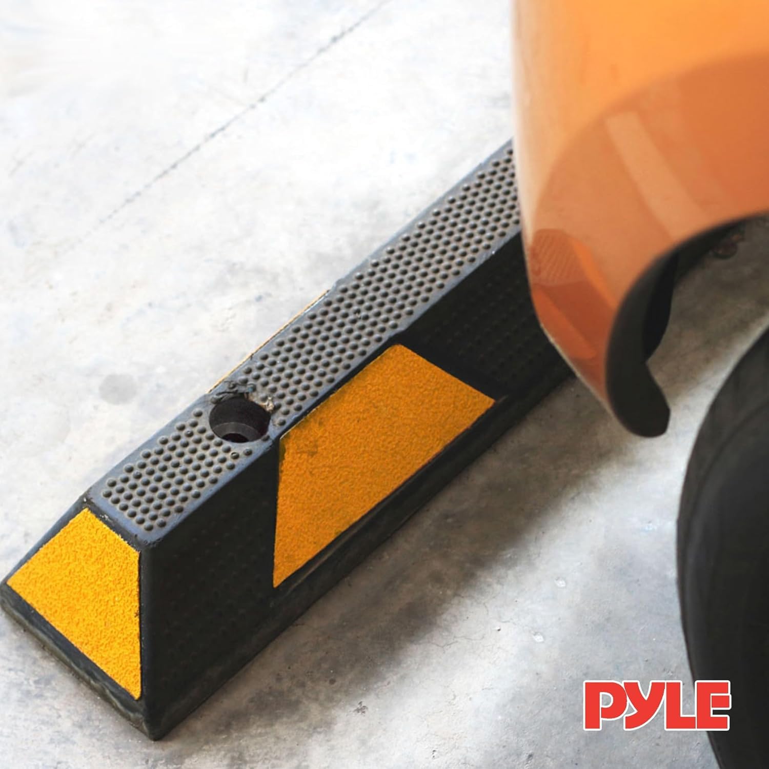PYLE Topes de Piso de Garaje para vehículos, 72”, Extra Ancho, Seguridad, Goma Resistente para estacionamiento, Garaje, Ideal para Autos, Vans, Camiones