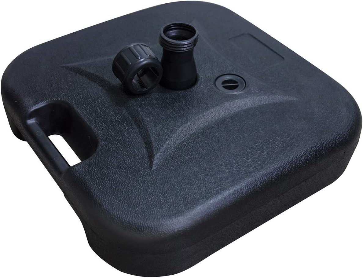 Festival Depot Umbrella Base Outdoor Patio Base 43 LB Weight Water Filled Stand Square Plastic Holder Matching Table Market Umbrella Suit Dia 1.57 for Outside Deck Garden Lawn, Black (Small-19.5L)