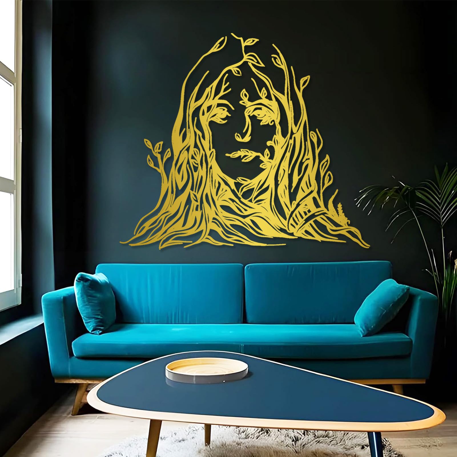 Metall-Wanddeko Baum Frau, Feminine Kunst, Frauenkunst, Frauen, Kunst, Baumdeko, Astdeko, Wohndeko (Weiß, 70 x 60 cm)