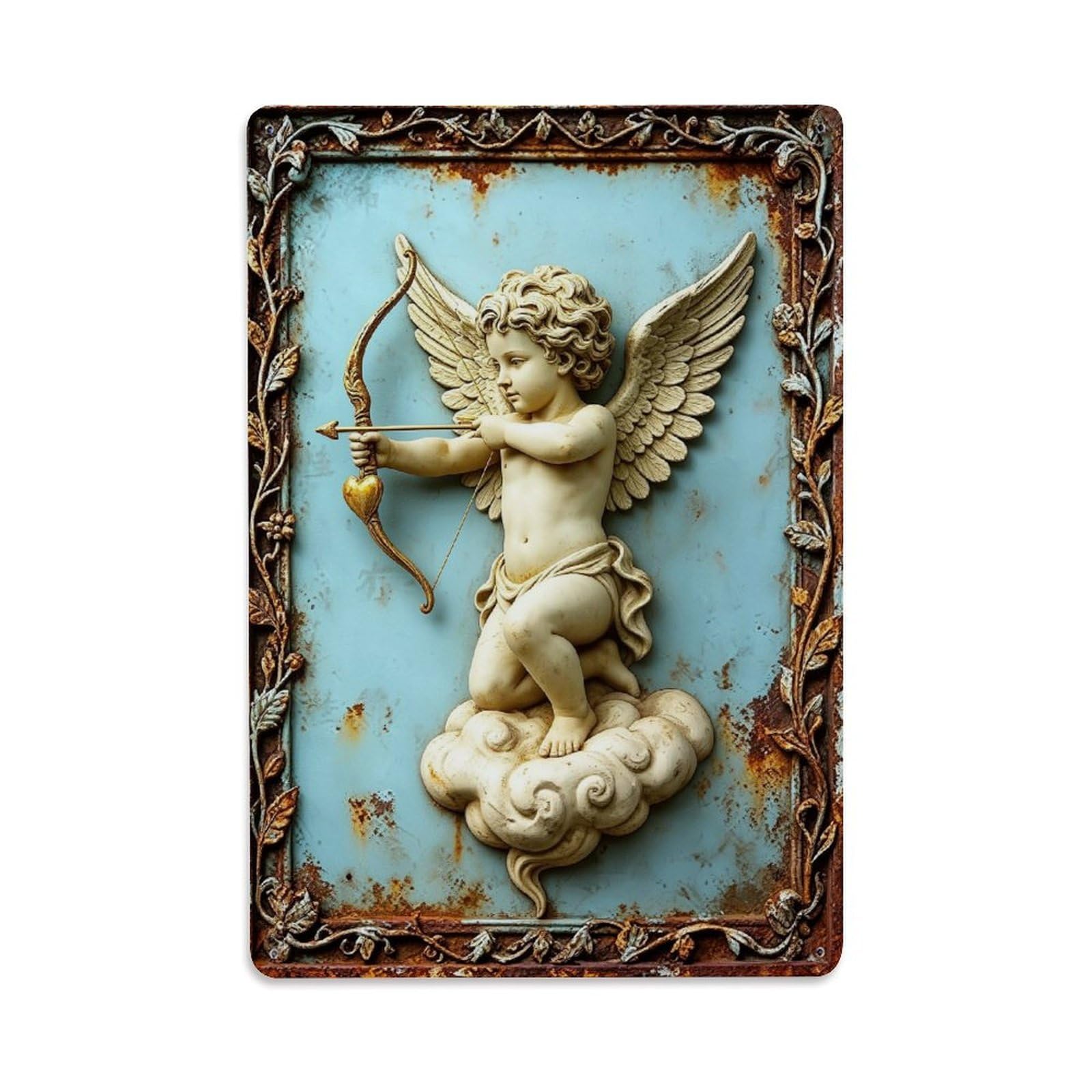 Nestemfo Vintage Cherub With Bow And Arrow Tin Sign Metal Sign, Living Room,Bar, Home, Bedroom Wall Decor,Retro Metal Poster 8X12 Inches