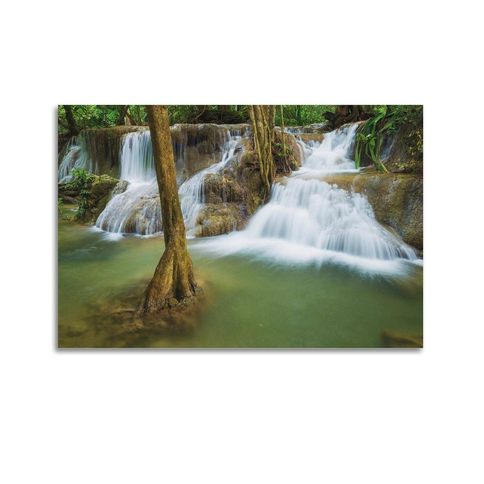 CPGLJD Scenery Poster Hidden Waterfall Poster Decorative Painting Canvas Wall Posters And Art Picture Print Modern Family Bedroom Decor Posters 24x36inch(60x90cm)