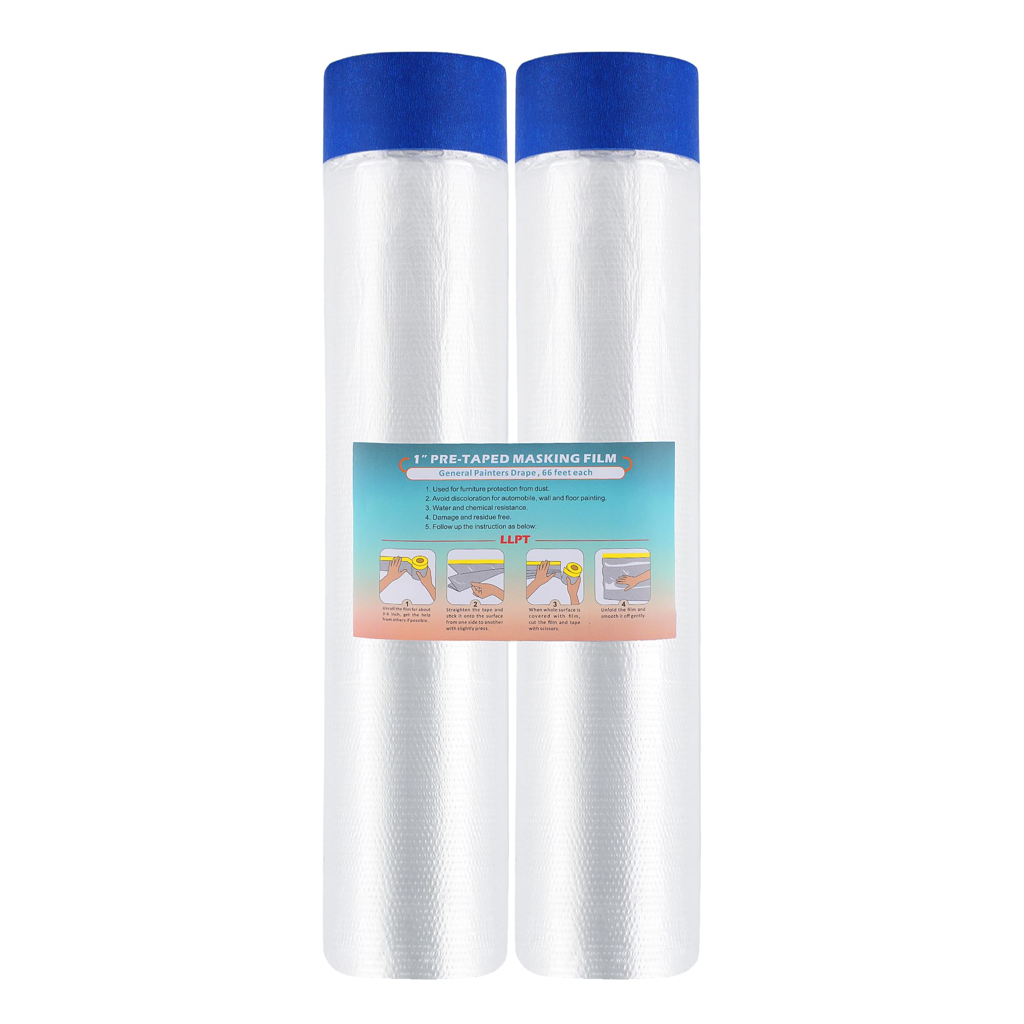 LLPT Tape and Drape Pre-Taped Masking Film, Blue, 400CMX 20M